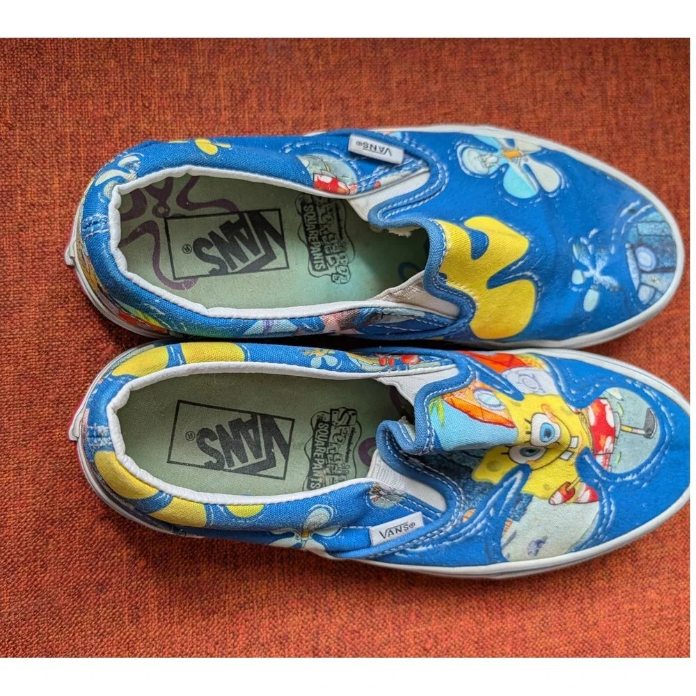 Vans x SpongeBob SquarePants Alohabob Slip-On Blue Character Print Sneakers Sz 8